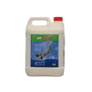 A professional e-commerce product shot of a bulk 7kg container of ACTI pH Minus pool and spa chemical treatment.