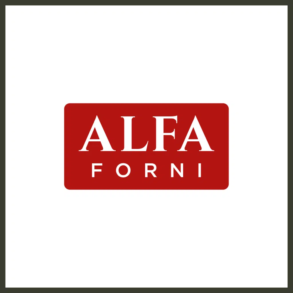 The official brand logo for Alfa Forni, featuring its sleek, modern Italian corporate typography, representing premium high-performance wood and gas-fired pizza ovens, luxury outdoor kitchen appliances, and innovative Forninox technology.