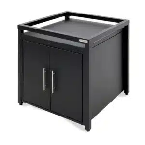 A professional e-commerce product shot of the Big Green Egg Modular Nest Expansion Cabinet crafted from durable powder-coated aluminium for custom outdoor kitchens.