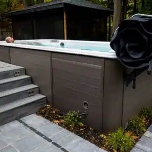A professional e-commerce product shot of the replacement Rollaway Cover Brackets designed for Hydropool swim spas.