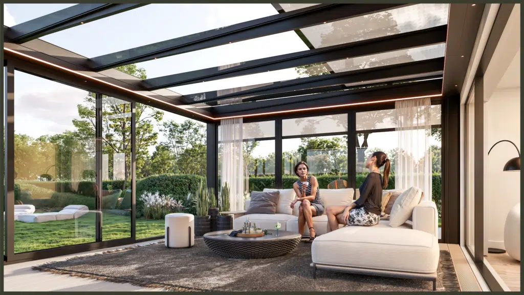 Modern conservatory extension on a UK home illustrating planning permission and permitted development considerations for homeowners.