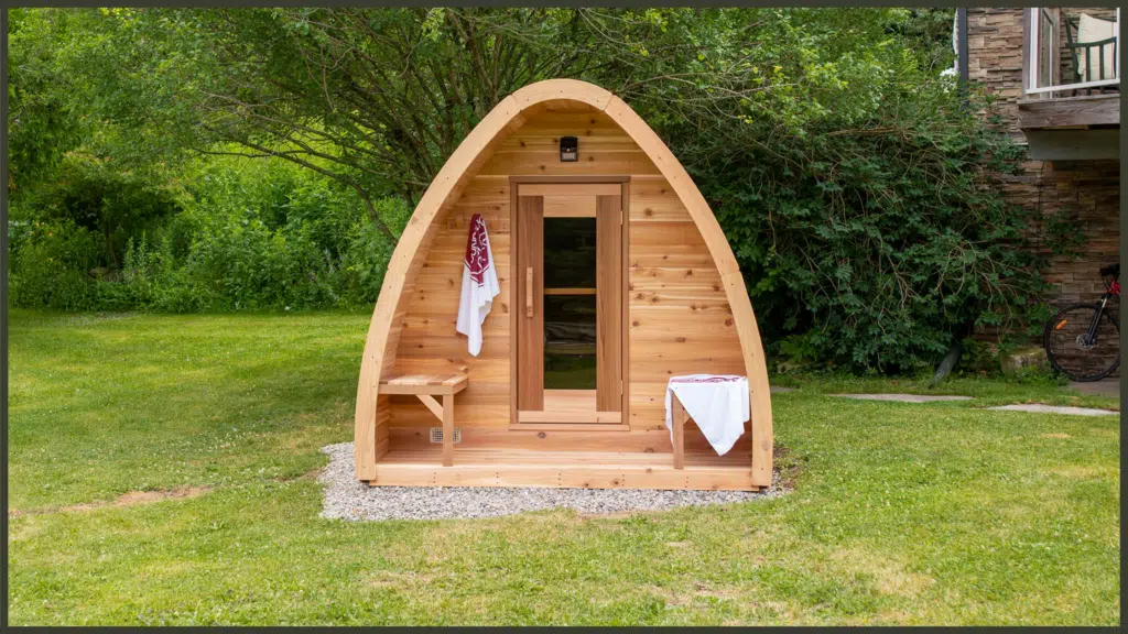 Outdoor garden sauna maintained for year-round use, highlighting essential cleaning, timber care and seasonal sauna maintenance.
