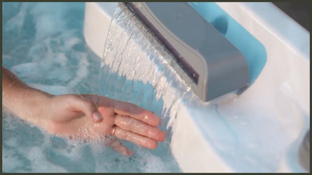 Hot tub temperature controls showing comfortable heated water settings for safe and relaxing hot tub use in the UK.