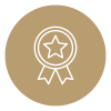 A clean and professional e-commerce USP graphic icon representing 'Athlete Approved', featuring a minimalist line-art design of a silhouette athlete running past a star-embossed laurel wreath with a checkmark, symbolizing elite physical performance and professional endorsement.