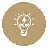 A clean and professional e-commerce USP graphic icon representing 'Energy Efficiency', featuring a minimalist line-art design of a power plug merging with a green leaf inside a circular gauge, symbolizing reduced power consumption and smart resource management.