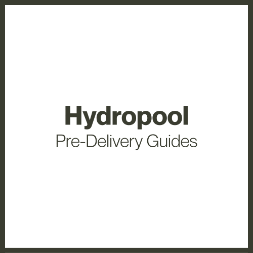 The official brand logo for Hydropool, featuring its clean and recognized corporate typography, representing world-leading self-cleaning hot tub technology, luxury swim spas, and premium wellness aquatic systems.